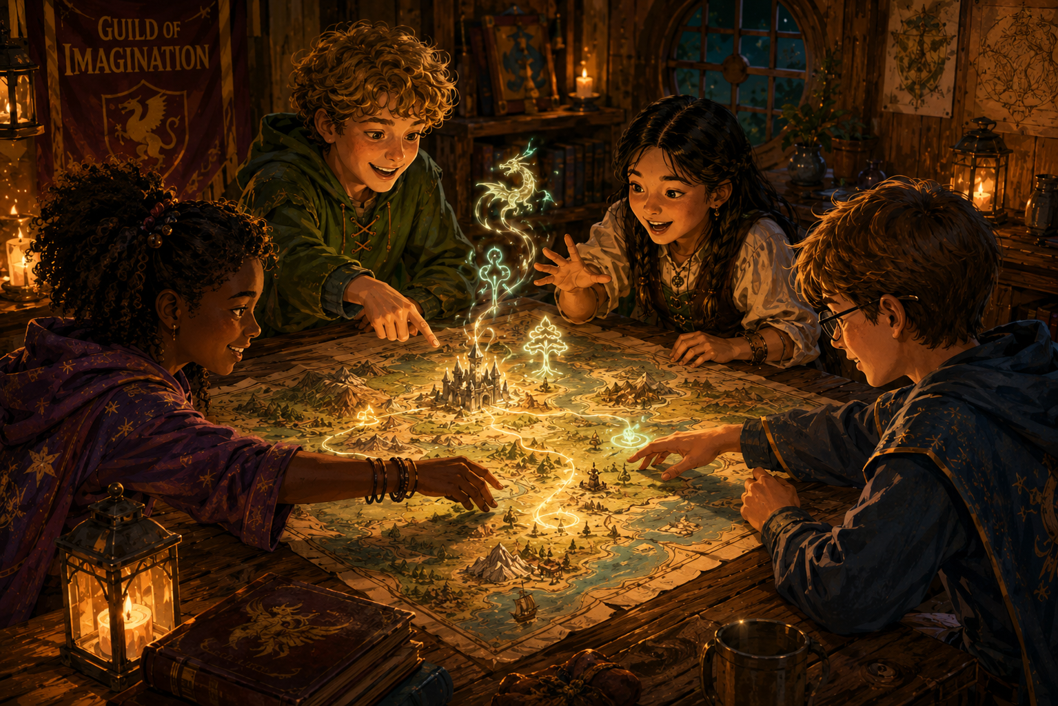 Young adventurers gather for a guided online Dungeons and Dragons club.