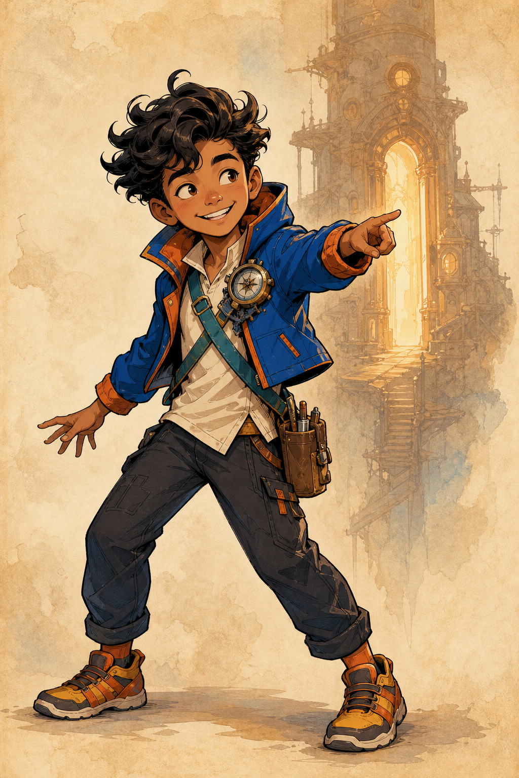 Leo, the Wild Card, ready with his tool strap and broken brass compass